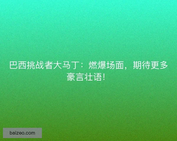 巴西挑战者大马丁:燃爆场面,期待更多豪言壮语! 巴西挑战者大马丁:燃爆场面,期待更多豪言壮语!