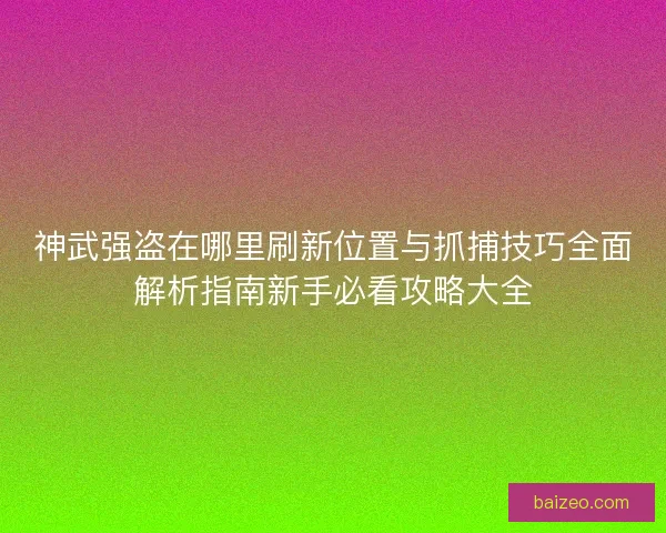 神武强盗在哪里刷新位置与抓捕技巧全面解析指南新手必看攻略大全