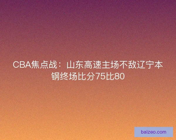 CBA焦点战:山东高速主场不敌辽宁本钢终场比分75比80 CBA焦点战:山东高速主场不敌辽宁本钢终场比分75比80